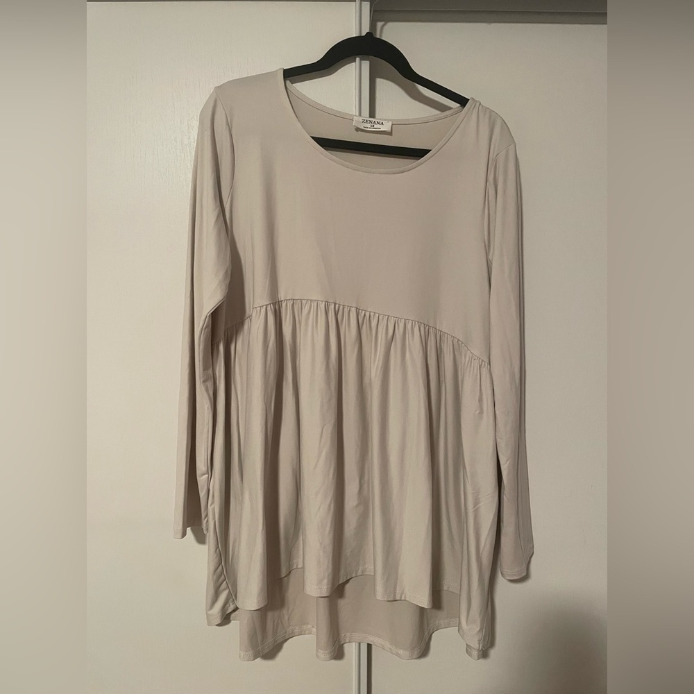 Chic Beige Long Sleeve Tunic